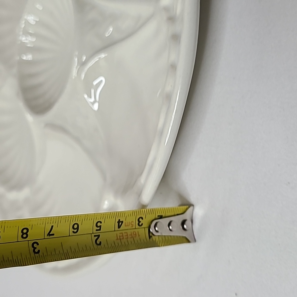 Vintage California Pottery #610 60's 70's Stoneware Clam Shell Plate Dish White - Picture 15 of 16